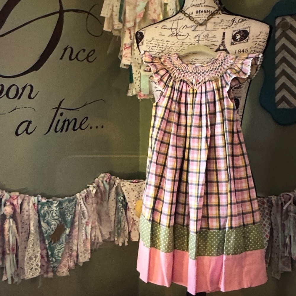Rosalina Collections Plaid Smocked Dress with Ruffle Sleeves 18M